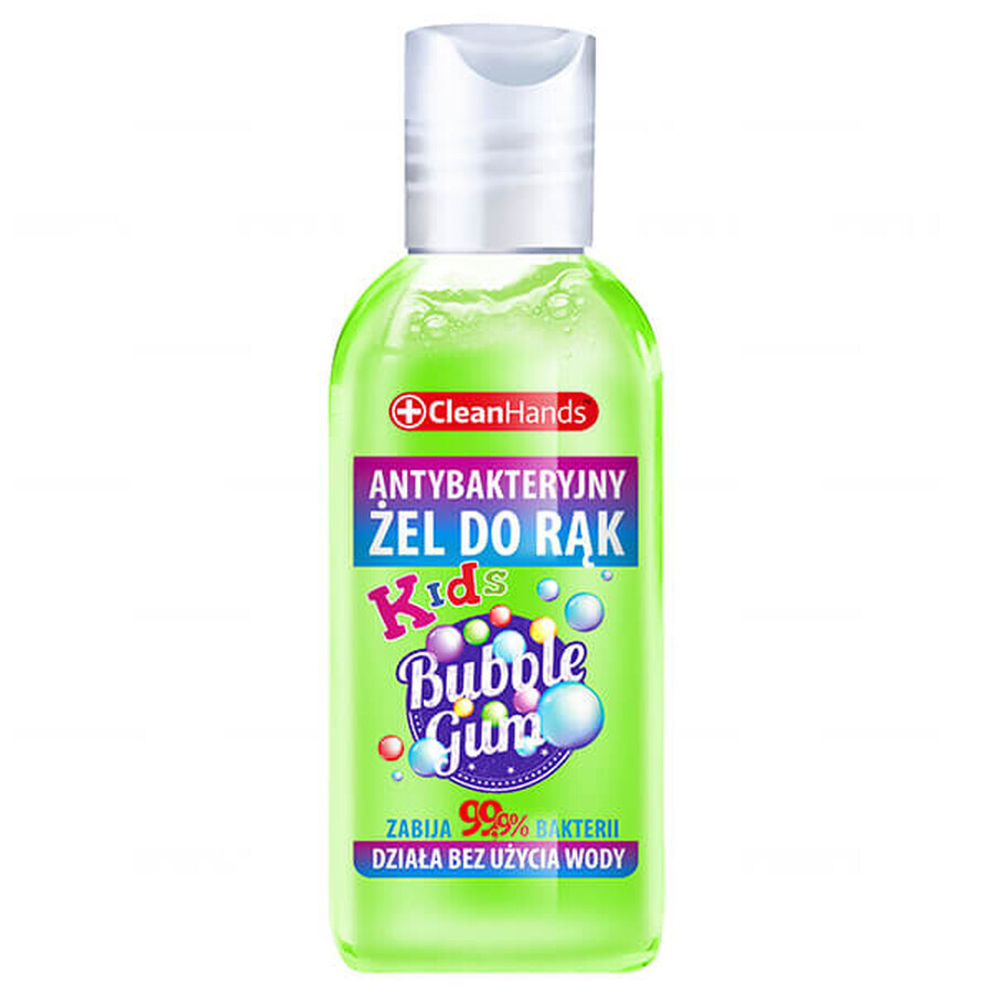 CleanHands, gel de mâini antibacterian pentru copii, gumă cu bule, 50 ml