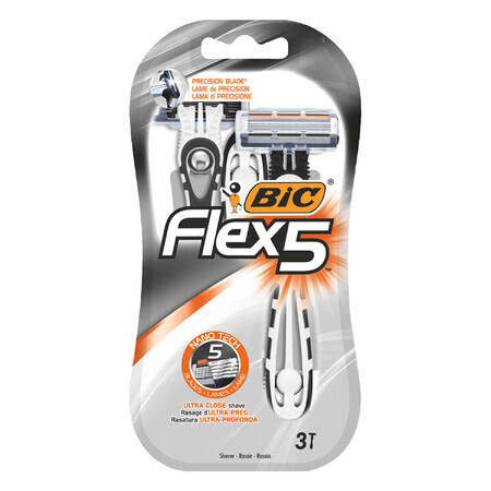 BIC Flex 5, aparat de ras pentru bărbați, cu cinci lame, de unică folosință, 3 bucăți