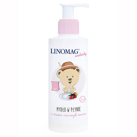 Linomag Emolients, săpun lichid cu aromă de fructe roșii de la 7 luni, 200 ml