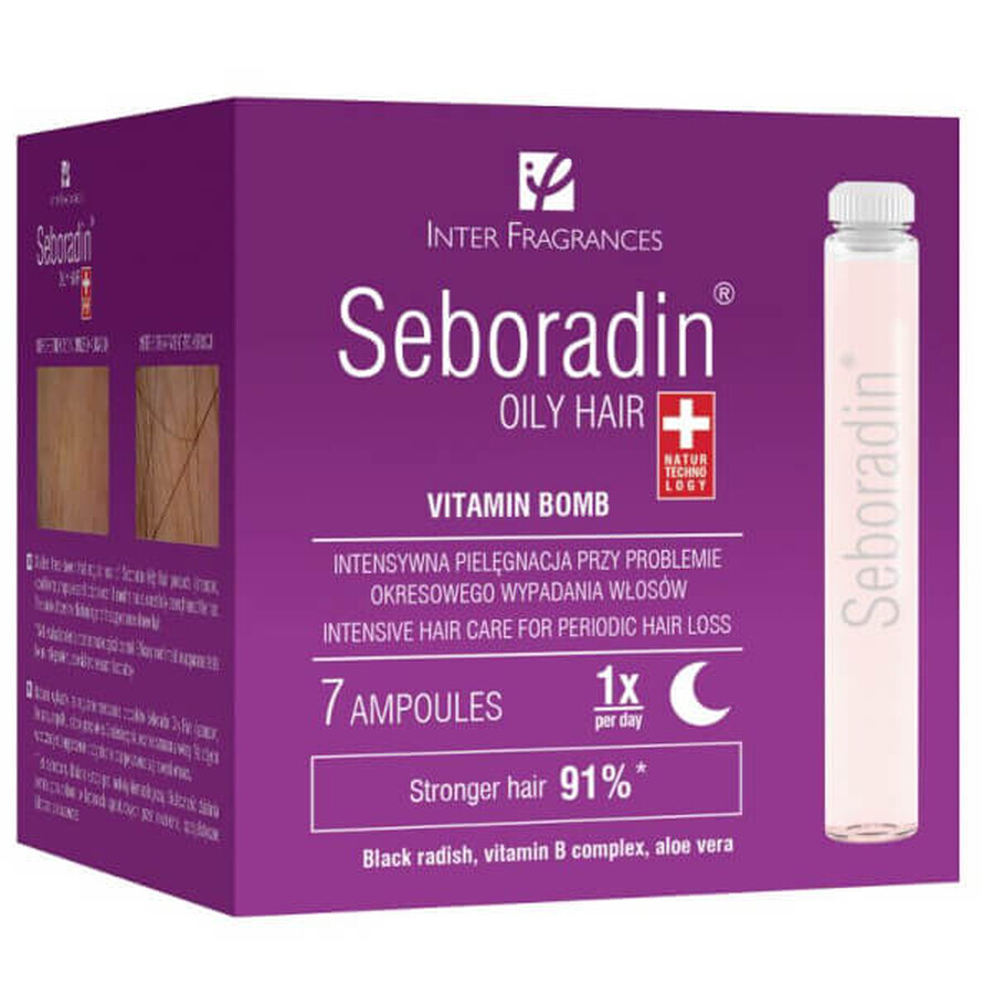 Seboradin Capelli Grassi, trattamento rinforzante e rigenerante per capelli, 5,5 ml x 7 fiale