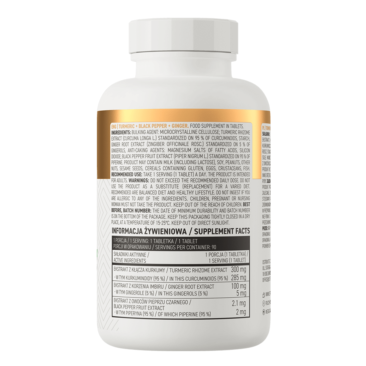 OstroVit Turmeric + piper negru + ghimbir, 90 comprimate