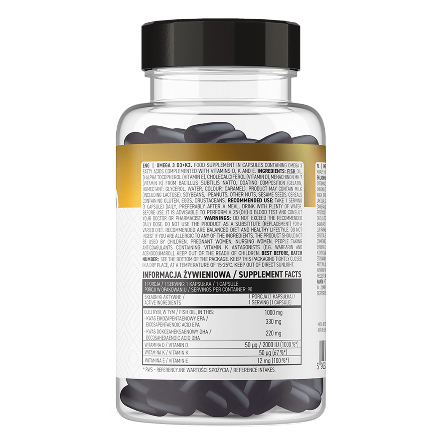 OstroVit Omega 3 D3 + K2, 90 capsule