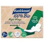 Vuokkoset, prosoape de noapte din bumbac organic, 100% Bio, Aripi normale, 9 bucăți