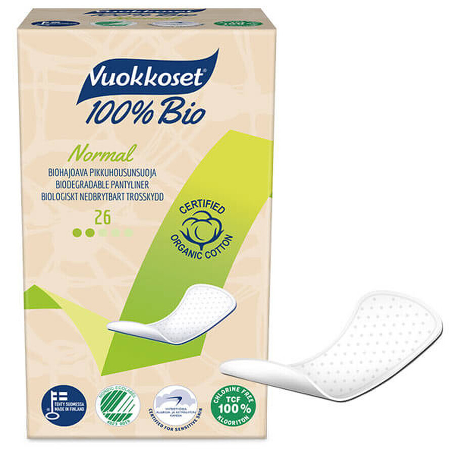 Vuokkoset, tampoane sanitare din bumbac organic, 100% Bio, Normal, 26 bucăți