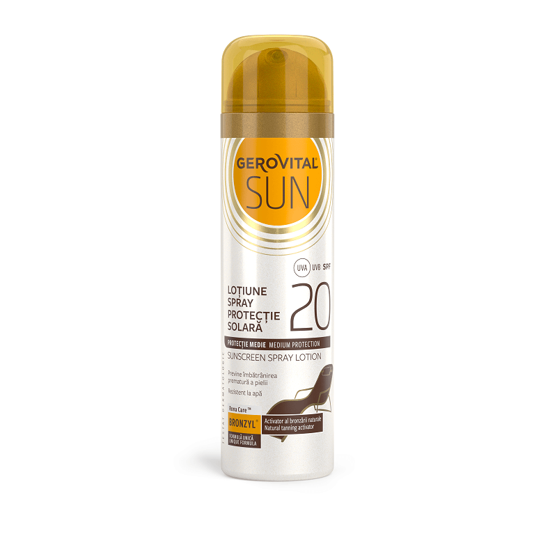 Lotiune spray protectie solara SPF20 Gerovital Sun, 150ml, Farmec