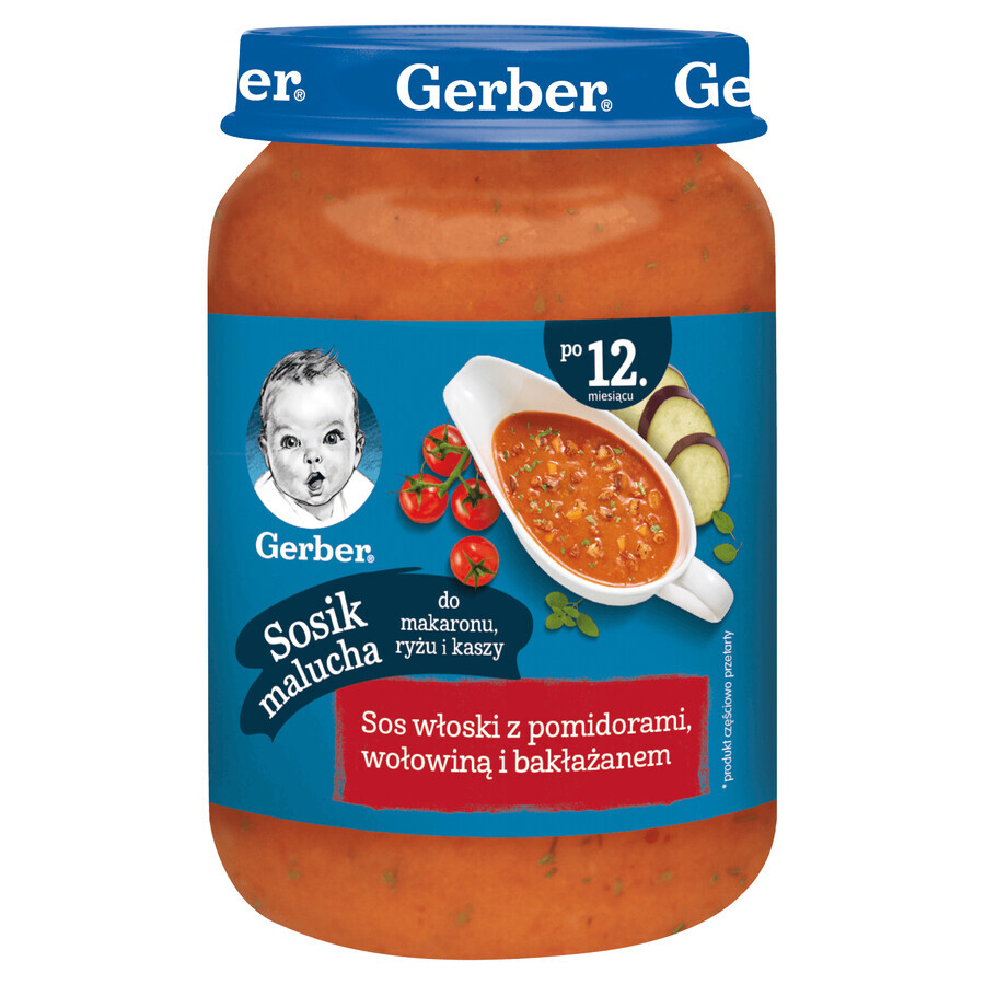 Gerber Sos italian cu roșii, carne de vită și vinete, după 12 luni, 190 g