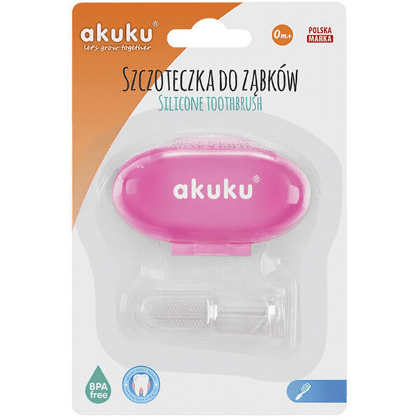 AKUKU, perie pentru degete din silicon, roz, A0265, 1 buc