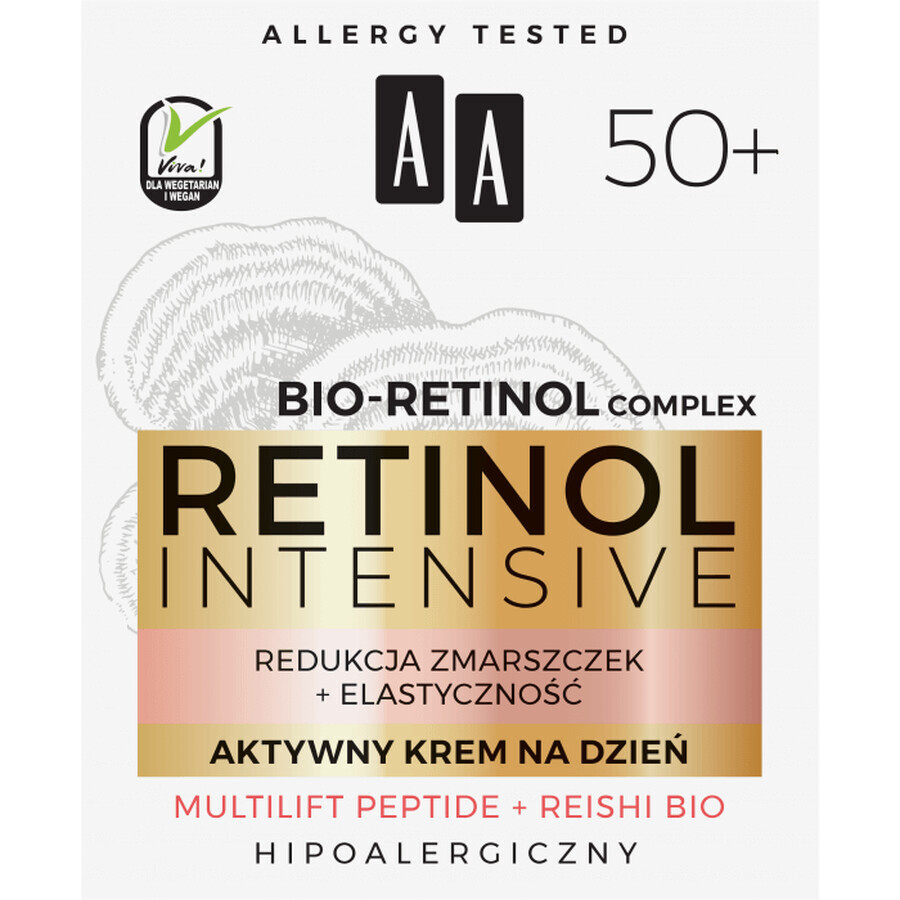 AA Retinol Intensivo 50+, crema activa de día, reducción de arrugas + elasticidad, 50 ml