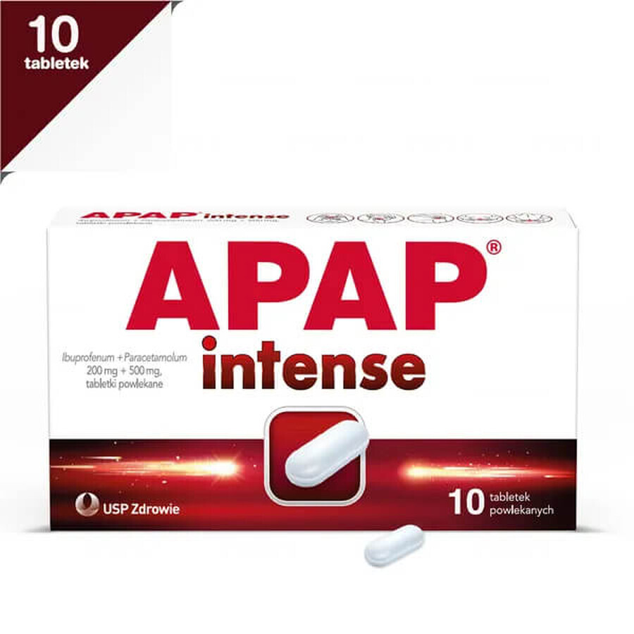 Apap Intenso 200 mg + 500 mg, 10 comprimidos recubiertos