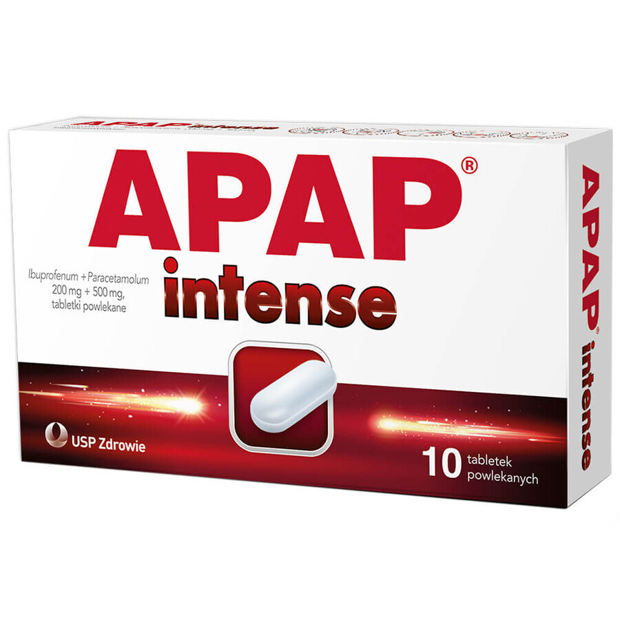 Apap Intenso 200 mg + 500 mg, 10 comprimidos recubiertos