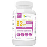 Wish Vitamina B3 (PP) Niacin 500 mg + Prebiotic + L-Leucină Vege, 60 capsule