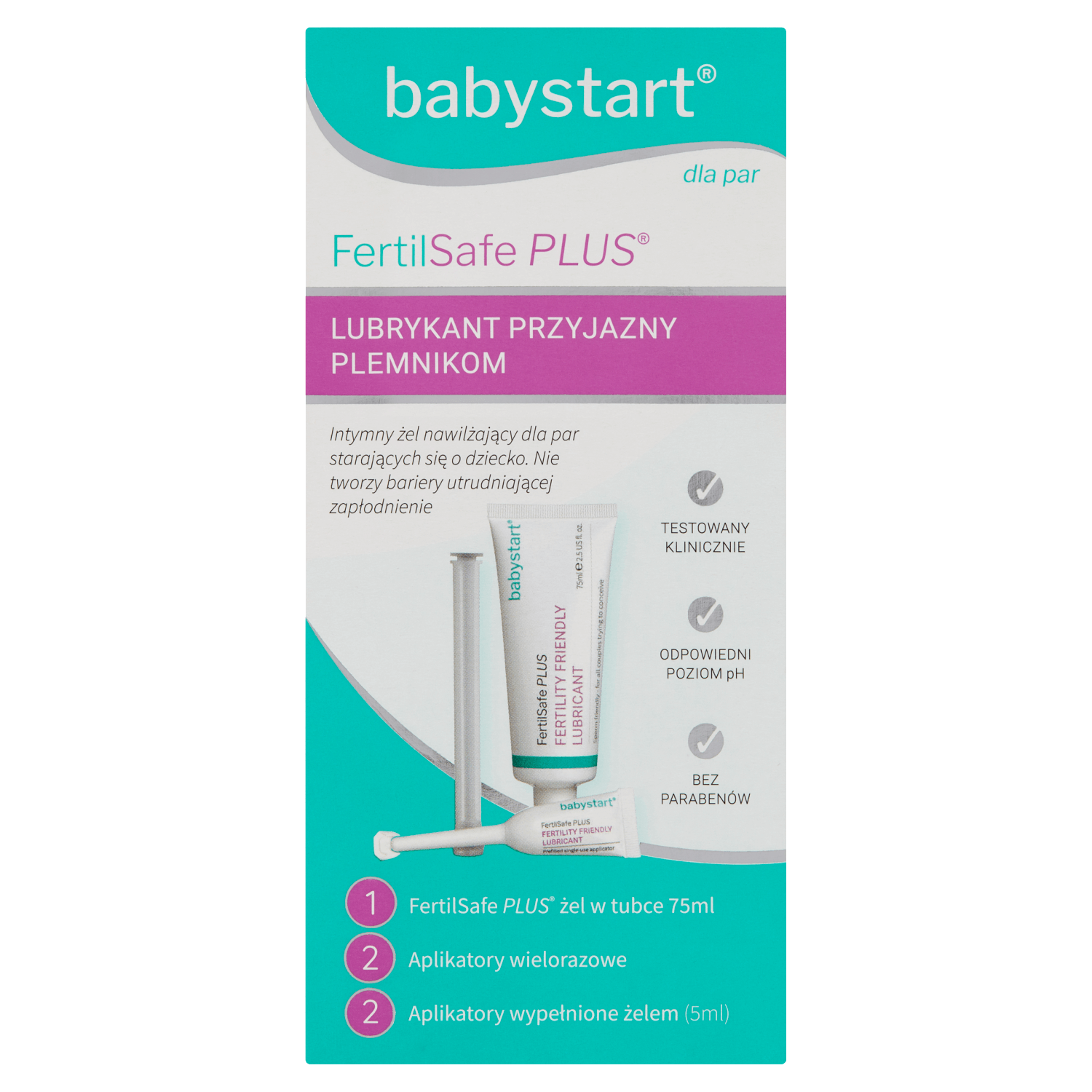 Babystart Fertilsafe Plus, gel hidratant intim pentru cuplurile care încearcă să aibă un copil, 75 ml + aplicator, 2 x 5 ml