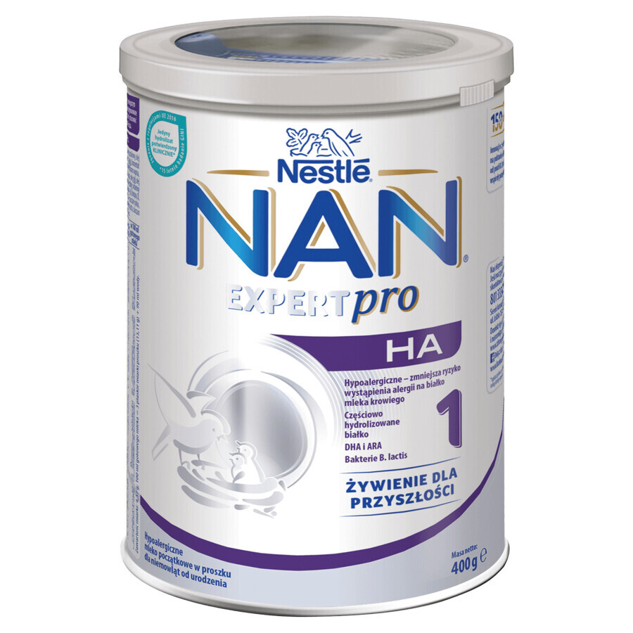 Nestlé NAN Expertpro HA 1, lait infantile hypoallergénique pour bébés dès la naissance, 400 g