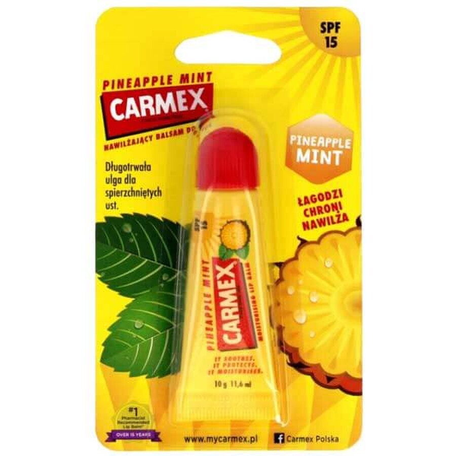 Carmex Ananas-Minze, feuchtigkeitsspendender Lippenbalsam in der Tube, SPF 15, 10 g