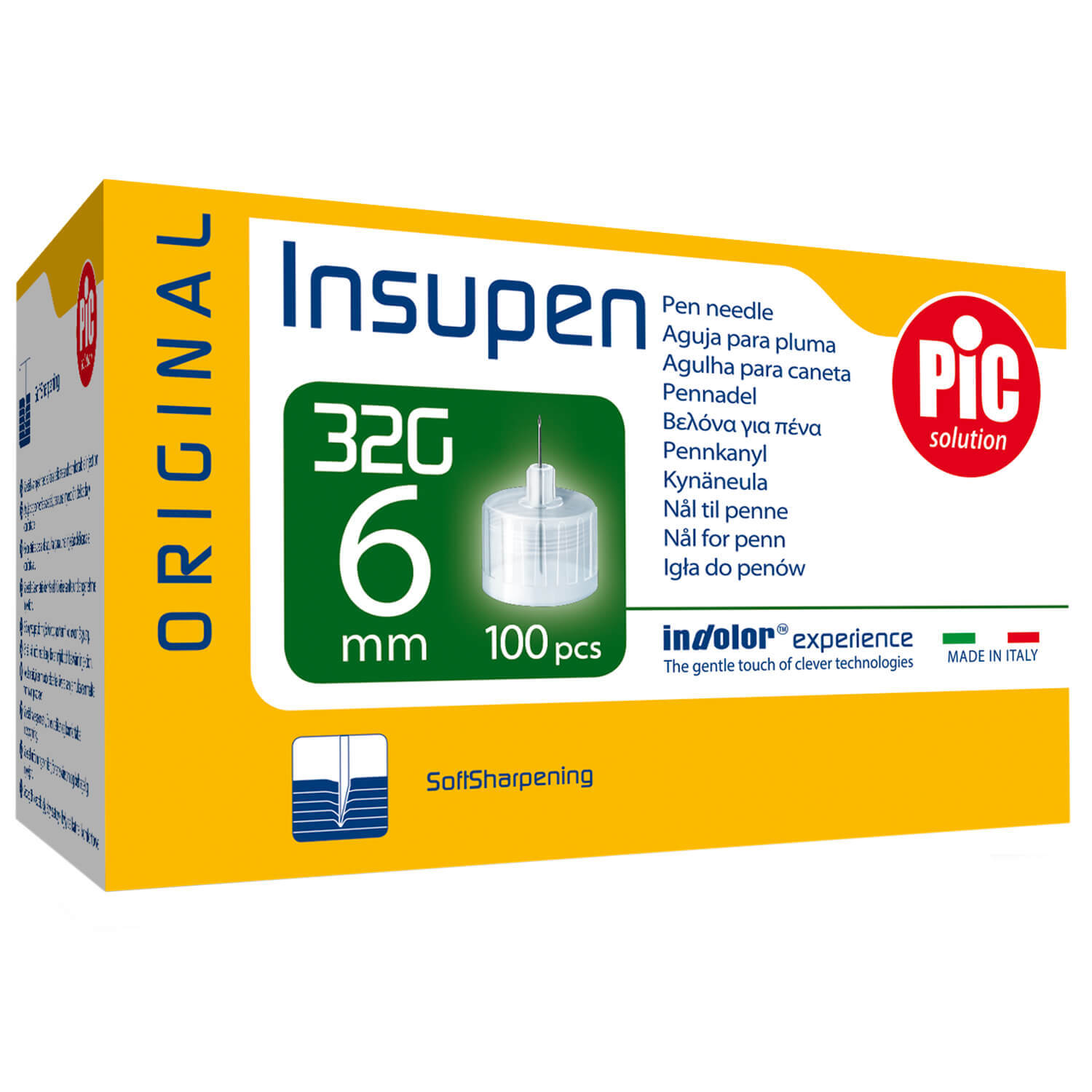 Pic Solution Insupen, ace pentru stilou cu insulină, 32G (0,23 mm) x 6 mm, 100 bucăți