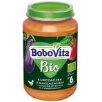 BoboVita Bio Dinner, pui cu vinete și quinoa în roșii, după 6 luni, 190 g