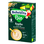 BoboVita Bio Terci integral din cereale multiple cu banane și căpșuni, fără lapte, fără zahăr adăugat, după 8 luni, 200 g