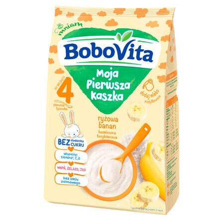 BoboVita Moja Pierwsza Kaszka ryżowa, banane, fără lapte, fără gluten, fără zahăr adăugat, 180 g