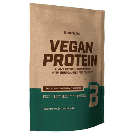 Proteine vegane BioTechUSA, gusto cioccolato e cannella, 500 g