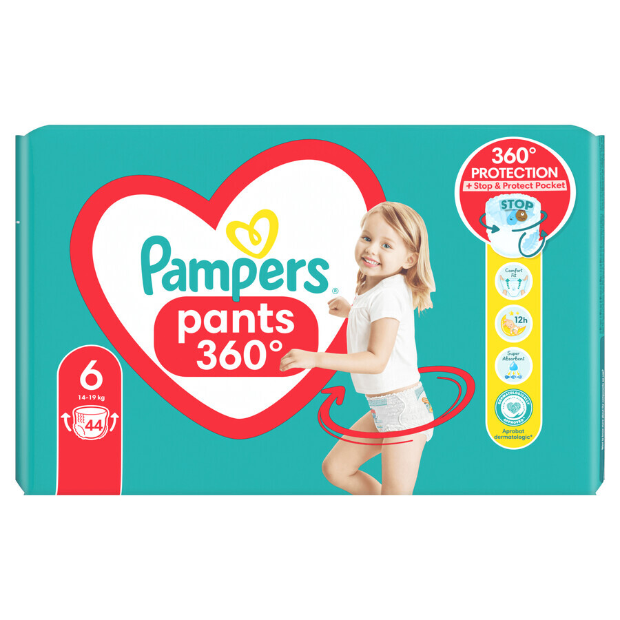 Pampers Pants, couches, Extra Large, taille 6, 14-19 kg, 44 pcs