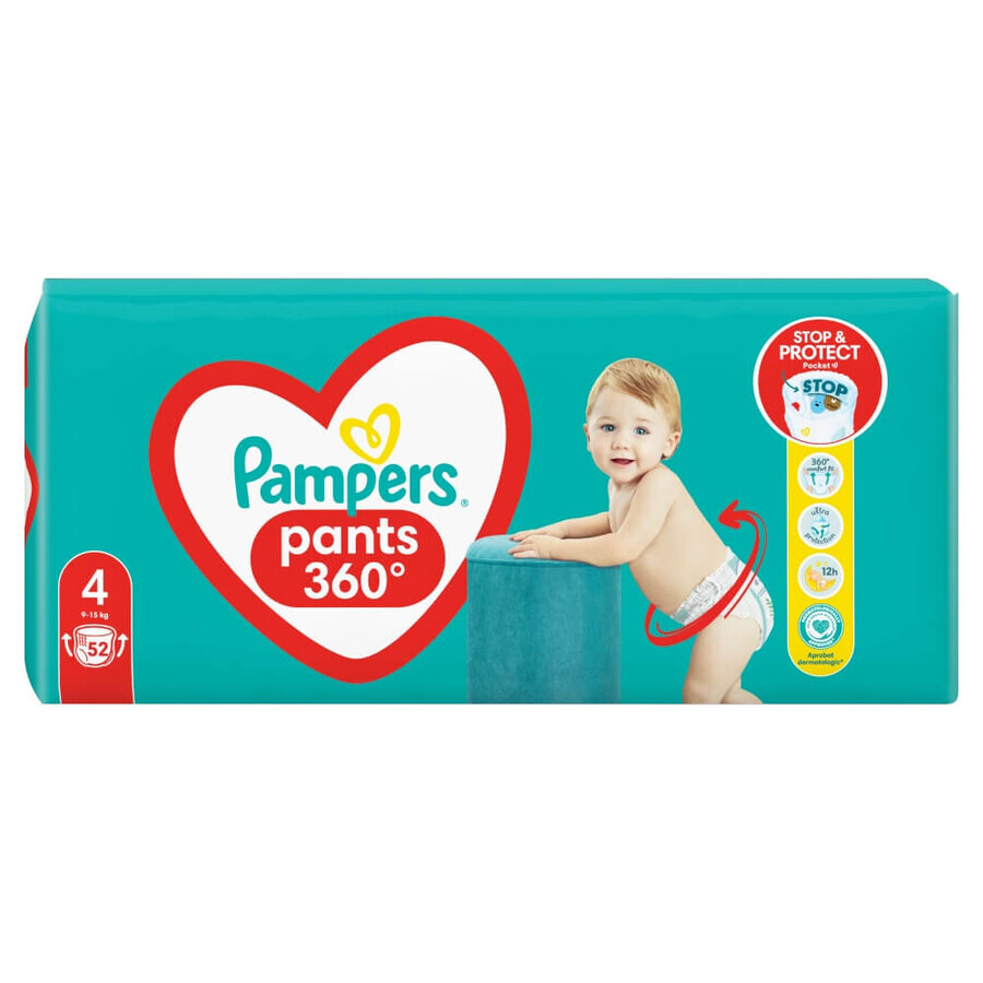 Pampers Pants, couches, Maxi, taille 4, 9-15 kg, 52 pcs