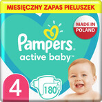 Pampers Active Baby, pannolini taglia 4, 9-14 kg, 180 pz.