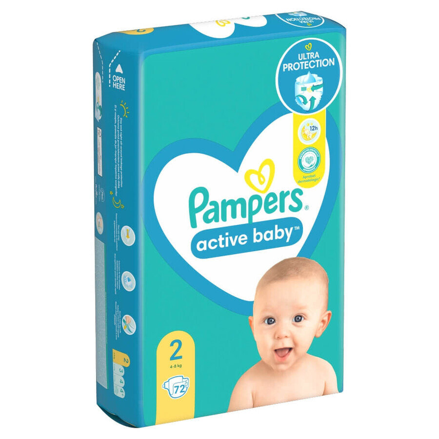 Pampers Active Baby, couches, taille 2, 4-8 kg, 72 pcs