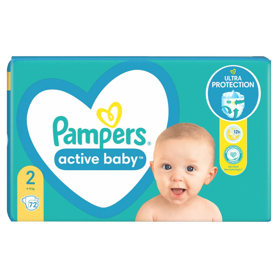 Pampers Active Baby, couches, taille 2, 4-8 kg, 72 pcs