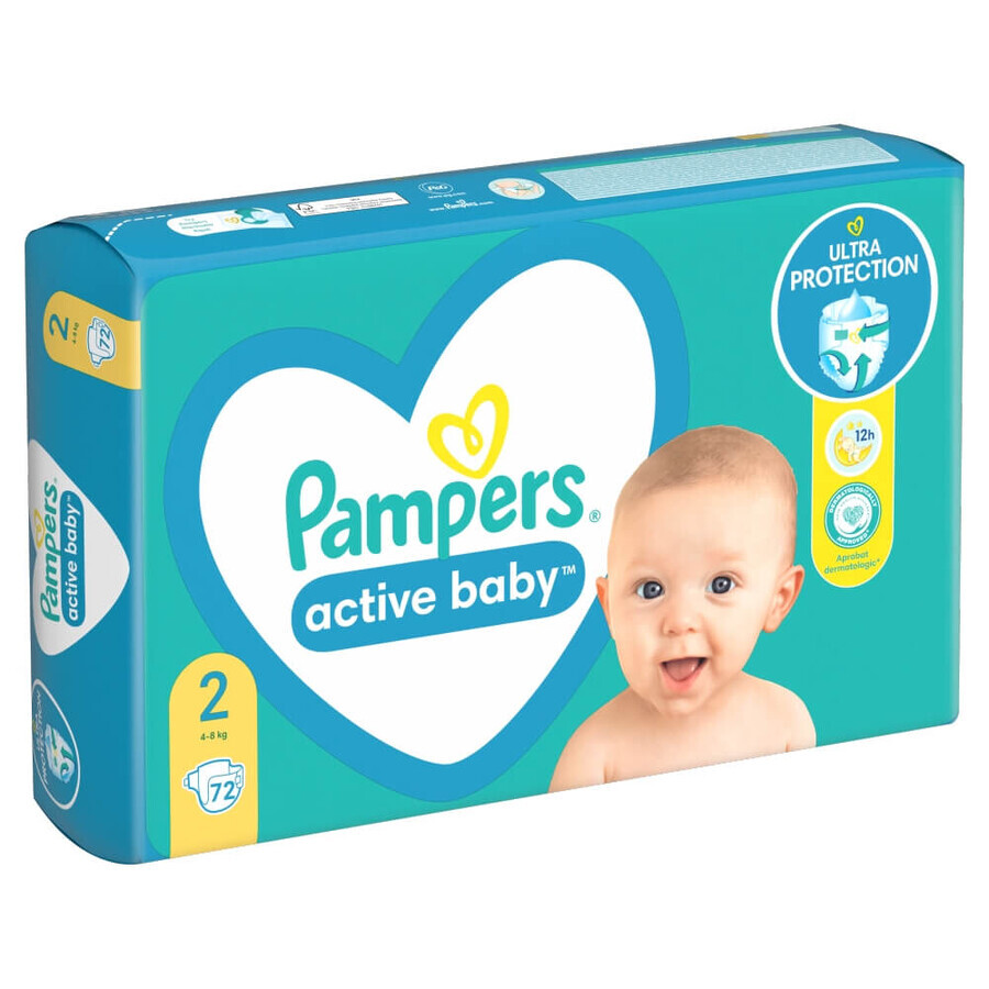 Pampers Active Baby, couches, taille 2, 4-8 kg, 72 pcs