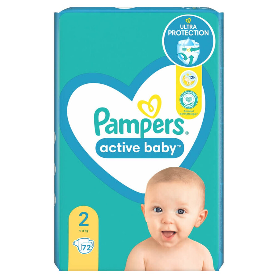 Pampers Active Baby, couches, taille 2, 4-8 kg, 72 pcs