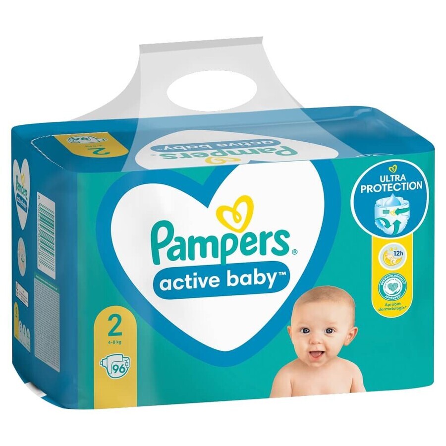 Pampers Active Baby, pannolini, taglia 2, 4-8 kg, 96 pz.