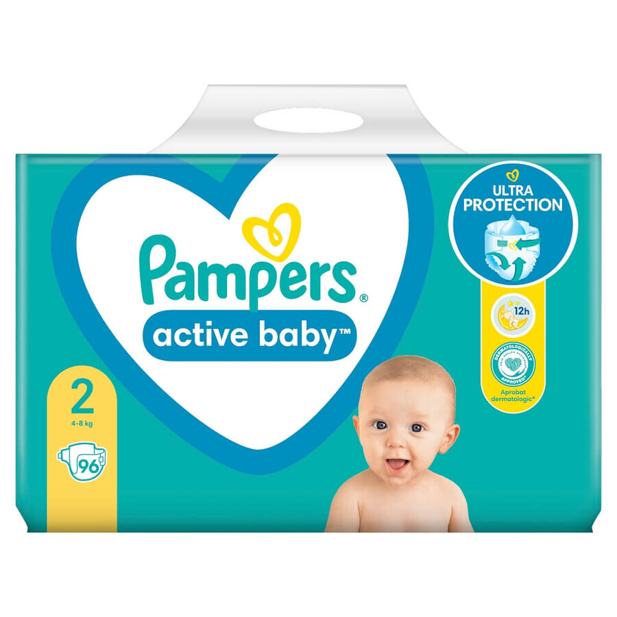 Pampers Active Baby, pannolini, taglia 2, 4-8 kg, 96 pz.