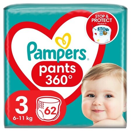 Pampers Pants, couches, taille 3, 6-11 kg, 62 pcs