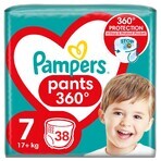 Pampers Pants, pantalones pañales, talla 7, 17+ kg, 38 piezas