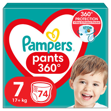 Pampers Pants, scutece, mărimea 7, 17+ kg, 74 buc