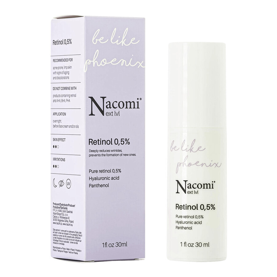 Nacomi Next Level, ser cu retinol 0,5%, pentru noapte, 30 ml