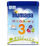 Humana 3 Mali Odkrywcy, bebida de leche en polvo con leche desnatada y aceites vegetales, después de 12 meses, 650 g