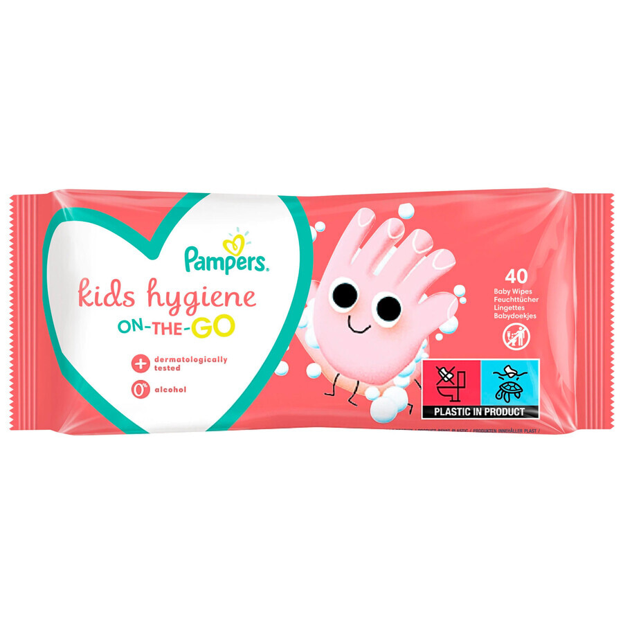 Pampers Kids Hygiene On-the-Go, șervețele umede de călătorie, 15 x 40 buc