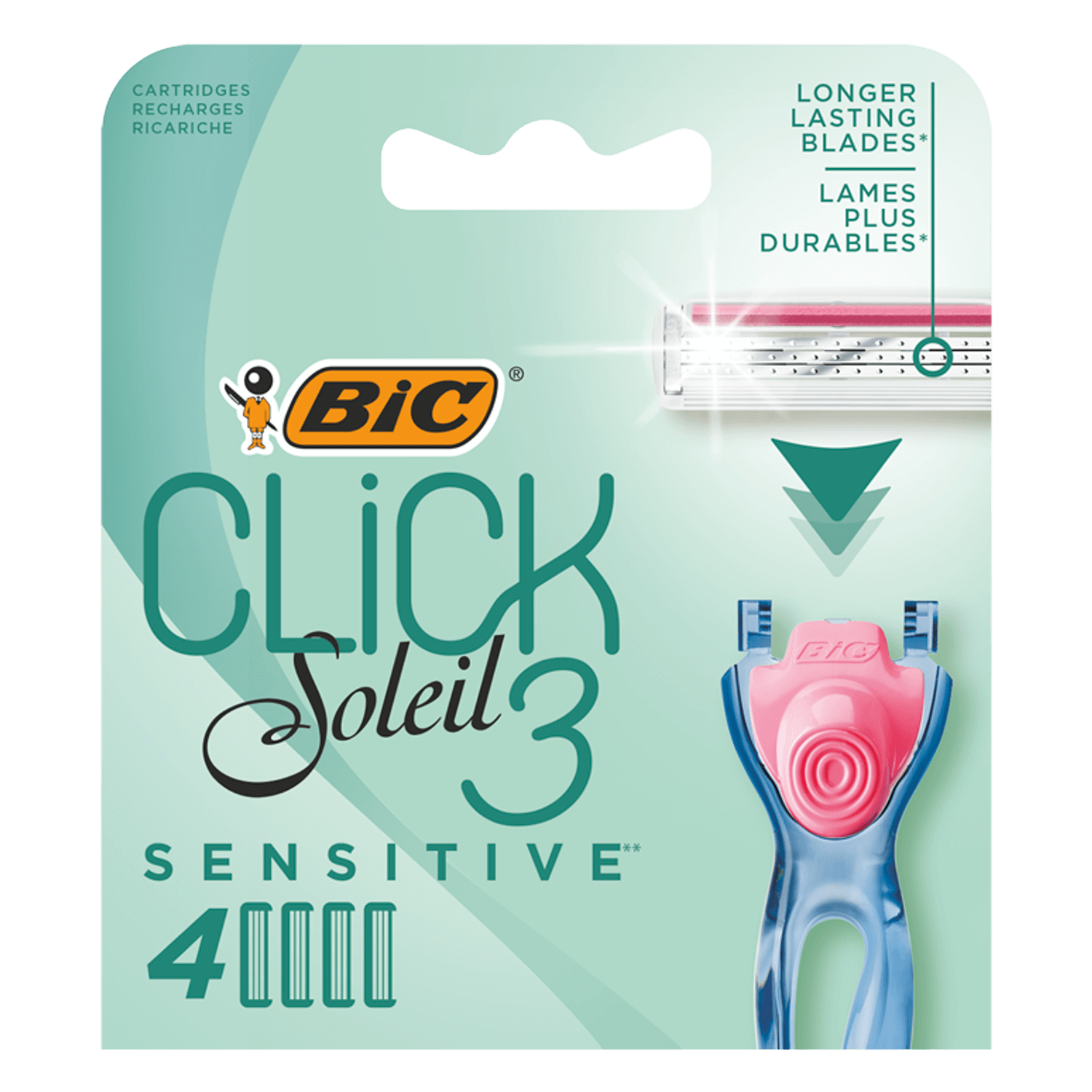 BIC Soleil Click 3 Sensitive, rezerve schimbabile, 4 bucăți