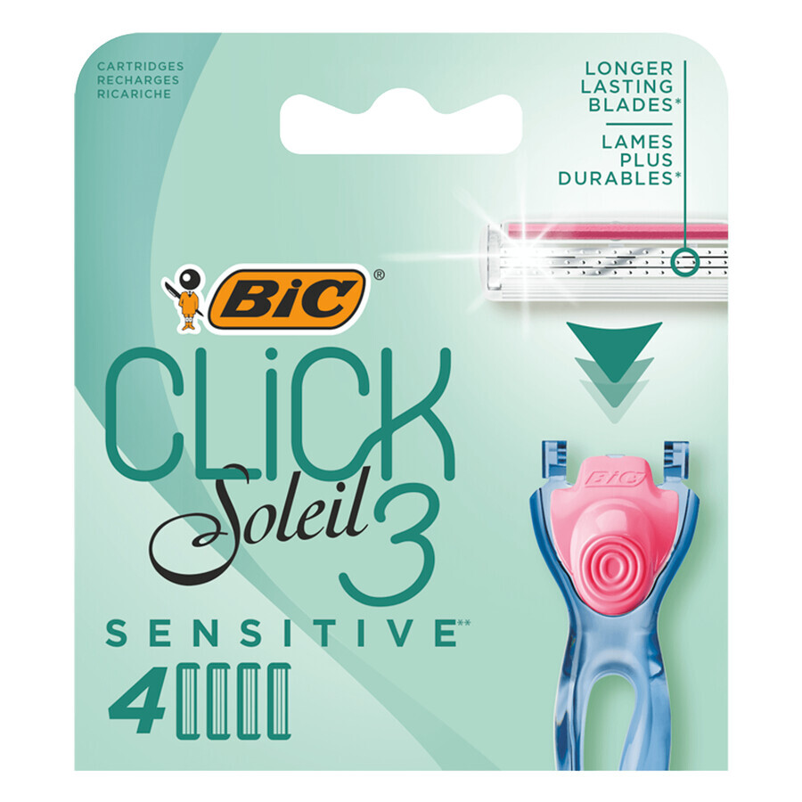 BIC Soleil Click 3 Sensitive, rezerve schimbabile, 4 bucăți