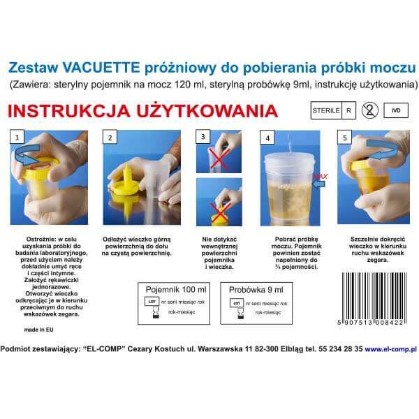 Vacutest, kit steril în vid pentru prelevarea unei probe de urină