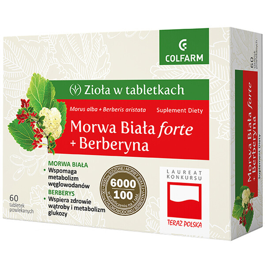 Ierburi în tablete Mulberry White Forte + Berberine, 60 comprimate filmate