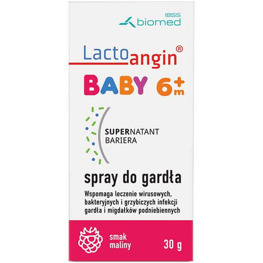 Lactoangin Baby, throat spray, raspberry flavor, over 6 months, 30 g