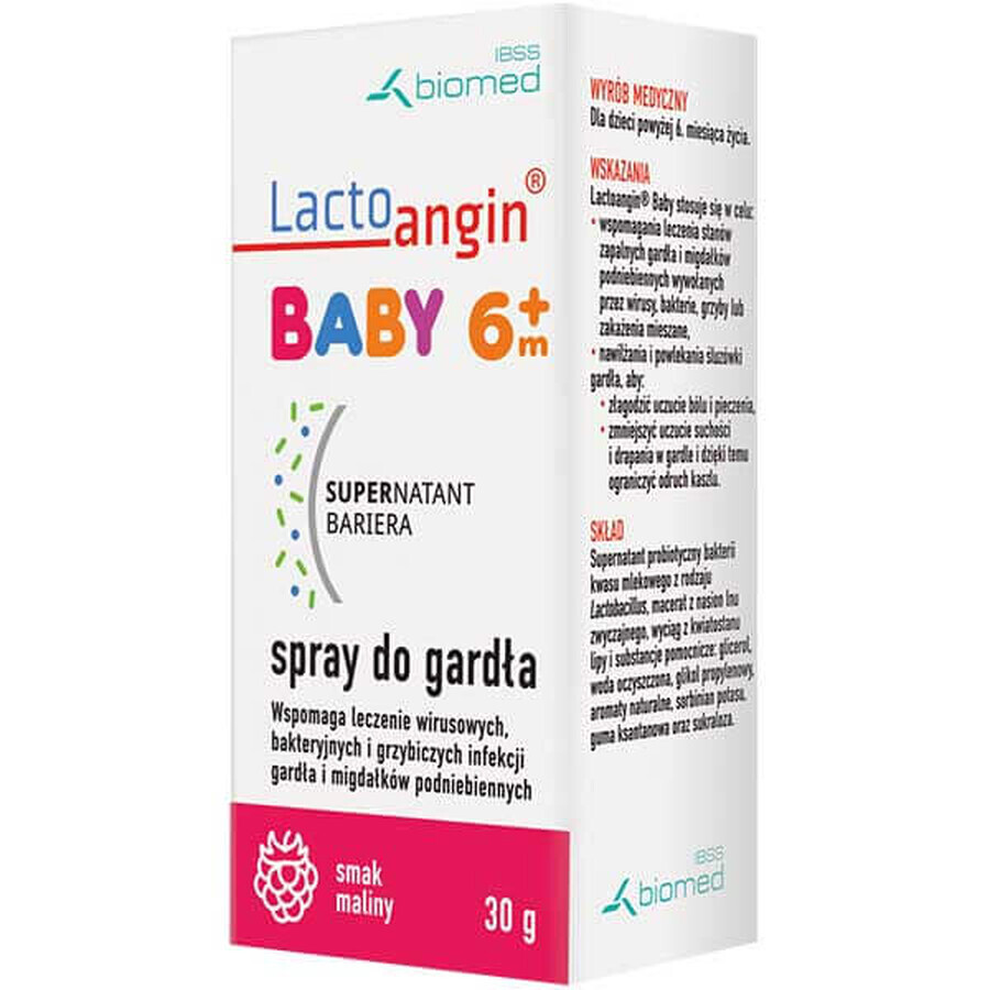 Lactoangin Baby, throat spray, raspberry flavor, over 6 months, 30 g