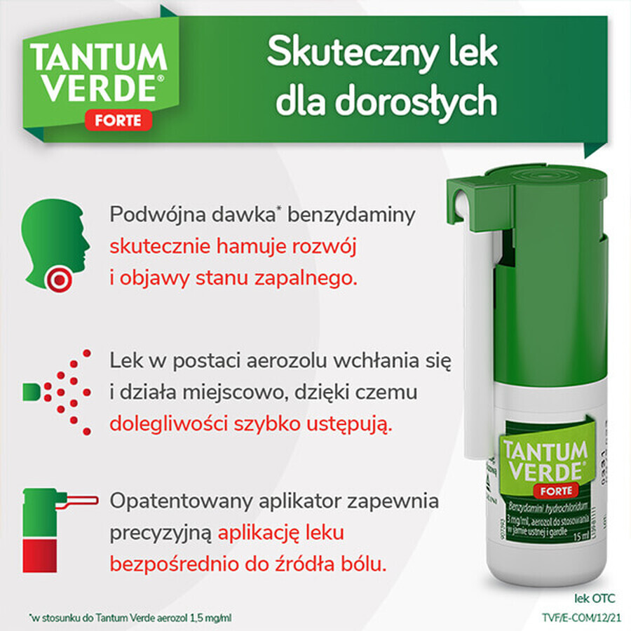 Tantum Verde Forte 3 mg/ml, spray buccal et pharyngé, 15 ml