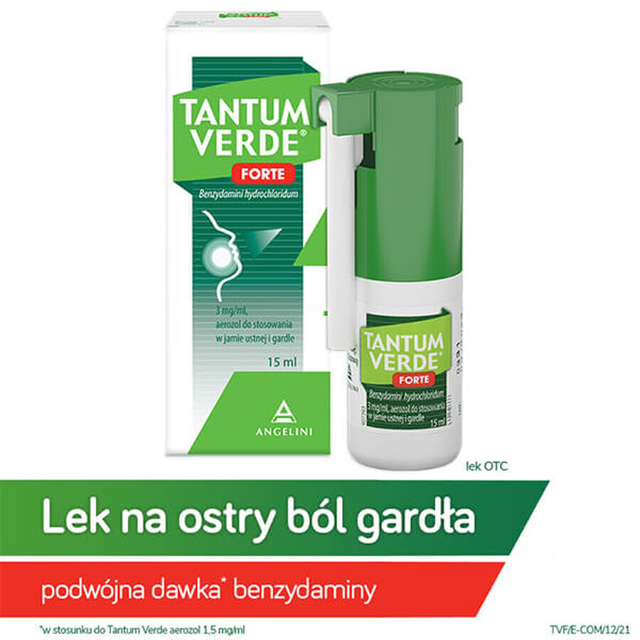 Tantum Verde Forte 3 mg/ml, spray buccal et pharyngé, 15 ml