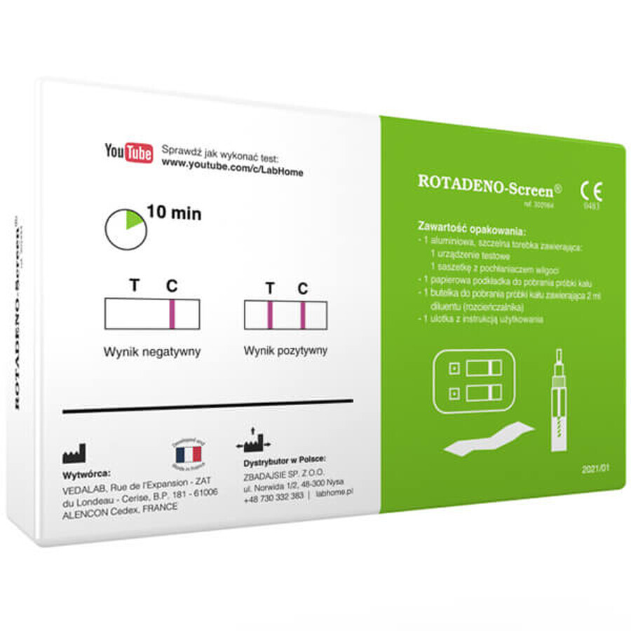 LabHome Rotadeno-Screen, test for the detection of rotavirus and adenovirus in feces, 1 pc