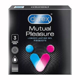 Durex Mutual Pleasure, prezervative cu lubrifiant de îmbunătățire a actului sexual, cu nervuri și conducte, 3 bucăți