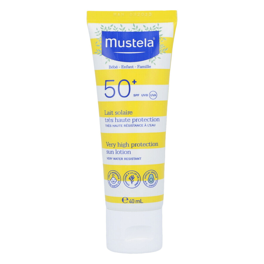 Mustela Sun set, Baby on the go - piele uscată, lapte de protecție solară, SPF 50, 40 ml + ulei de masaj, 100 ml