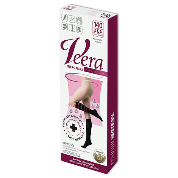 Veera Premium, șosete până la genunchi, 140 den, mărimea M, negru